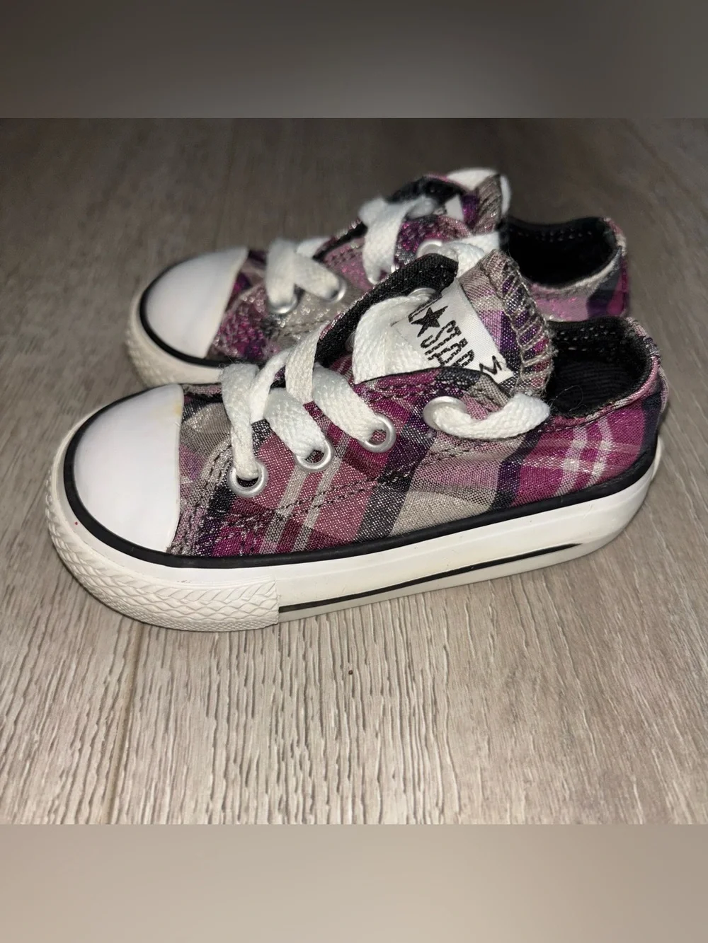 Converse Kids Plaid Shoes Purple Size 4 Toddler
